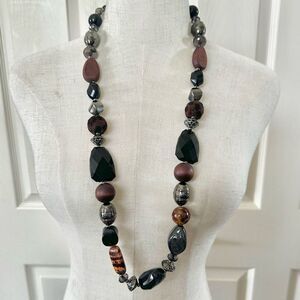 You and I long chunky beaded statement necklace